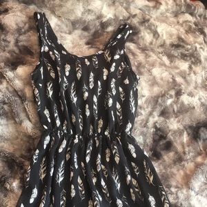 black and white dress with feather print